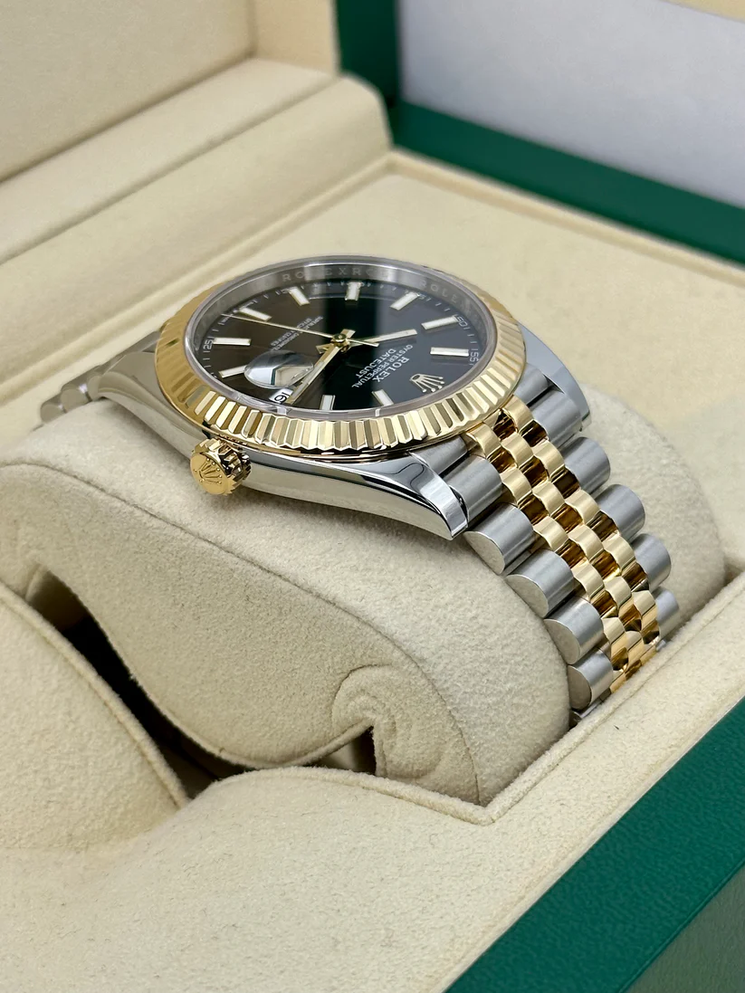 [Super Clone]RLX  Datejust 41mm Two-Tone Yellow Gold Fluted Bezel Black Index Dial Jubilee - 126333-0014