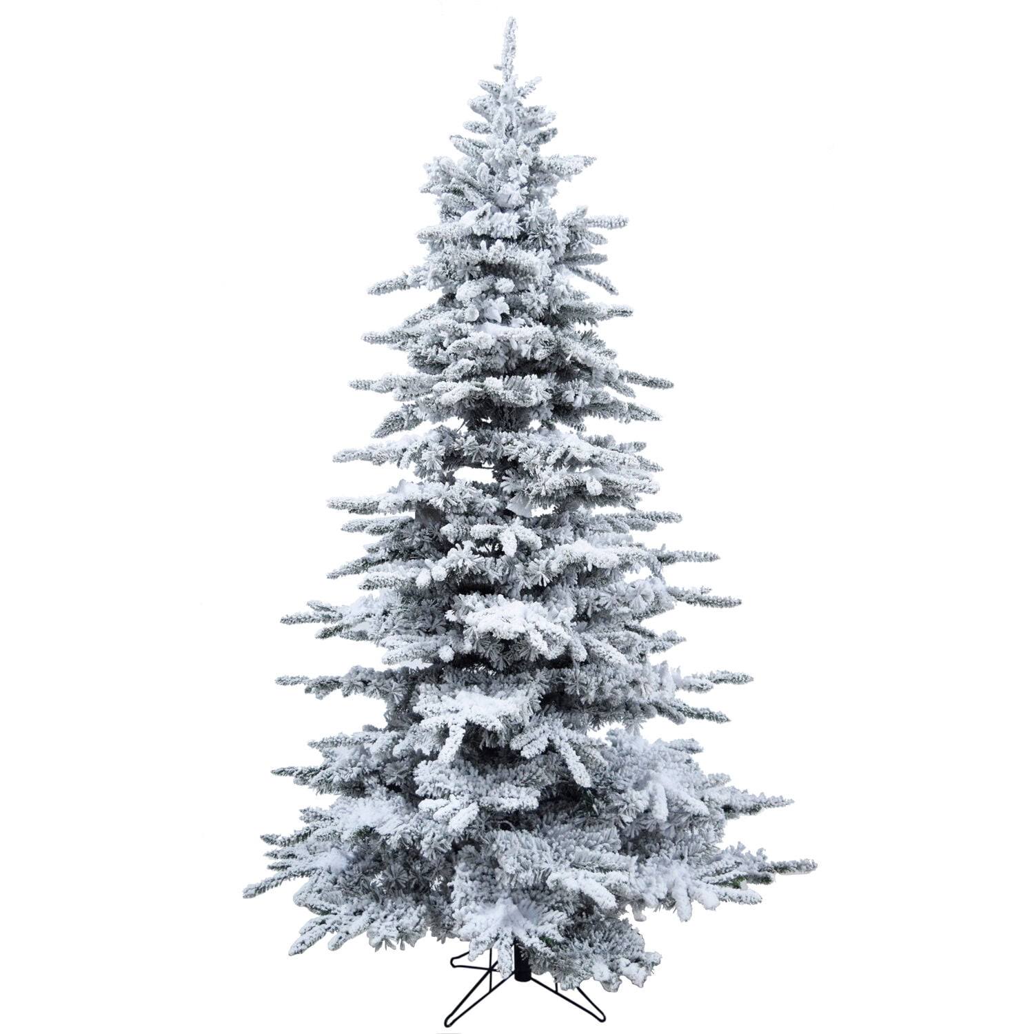 Christmas Time 7.5-ft Silverado Pine White Flocked Slim Christmas Tree with Metal Stand, No Lights