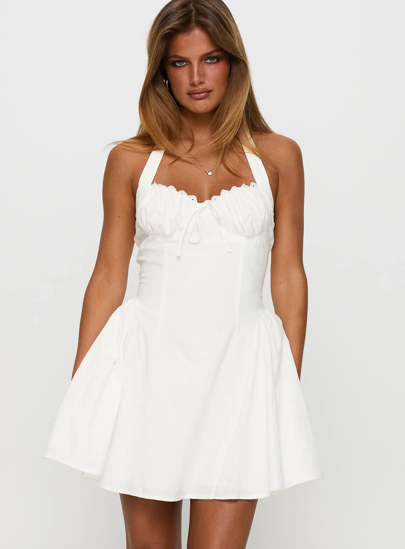 Sweet Words Halter Mini Dress White