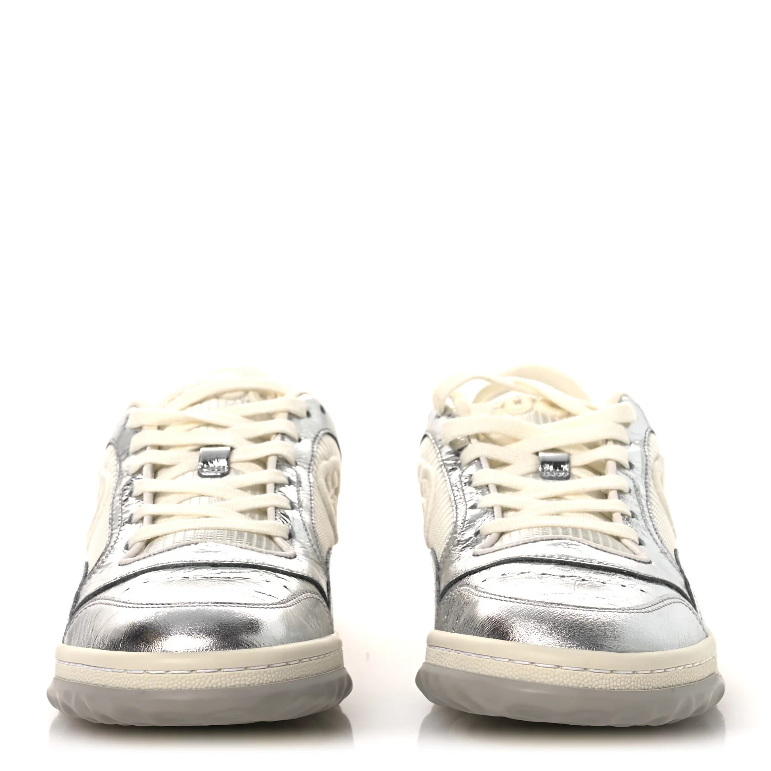 Ginza Calfskin MAC80 Womens Sneakers 38.5 Silver Off White