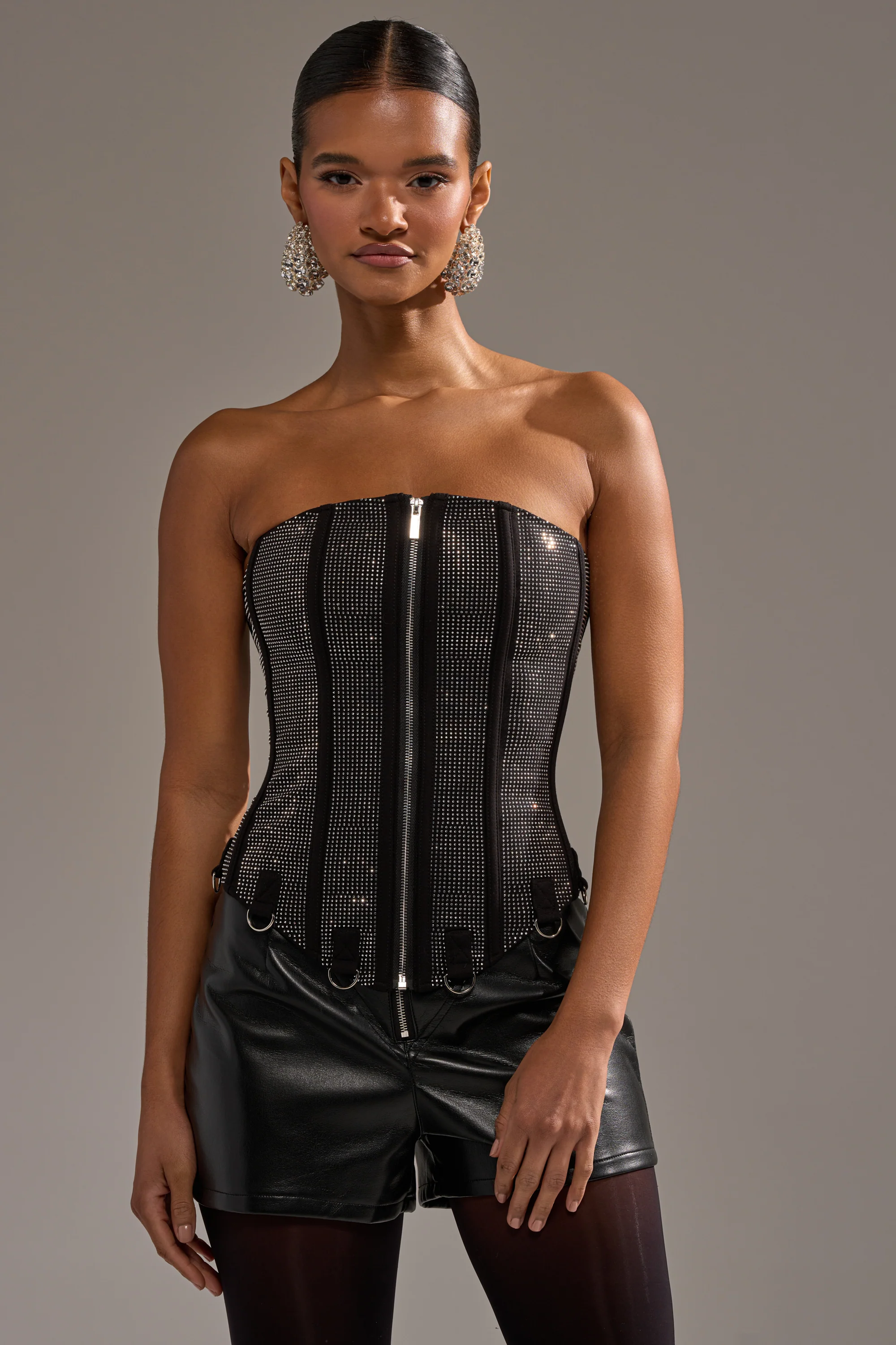 MORE CHAMPAGNE PLEASE RHINESTONE CORSET - Akira Store