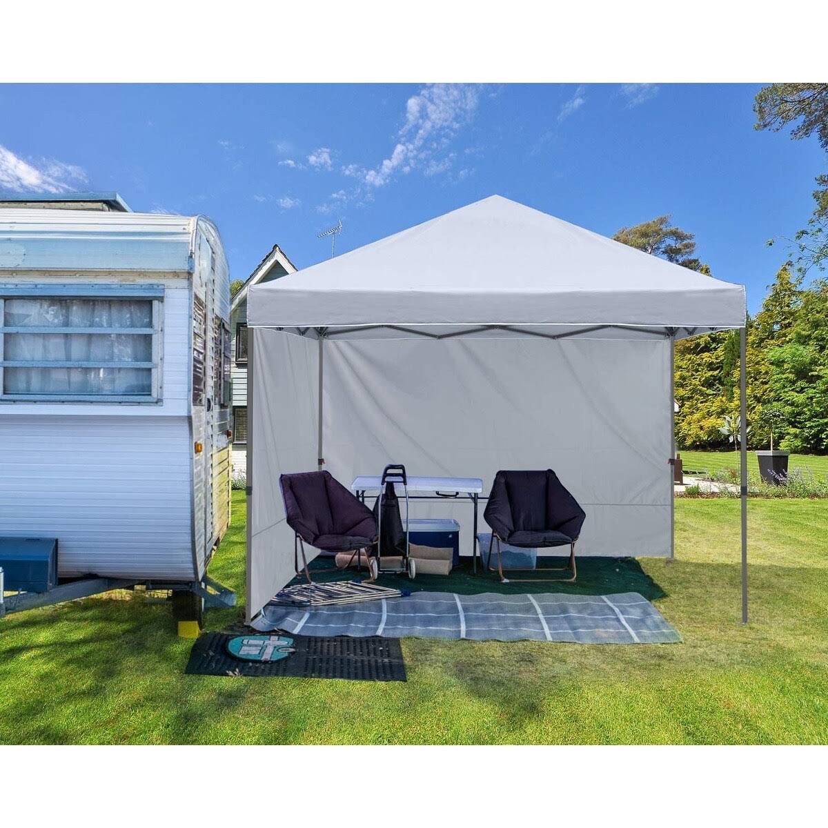 ABCCANOPY Durable Easy Pop Up Canopy Tent Outdoor Canopy Tent - 10ftx10ft with 2 Sidewall - White