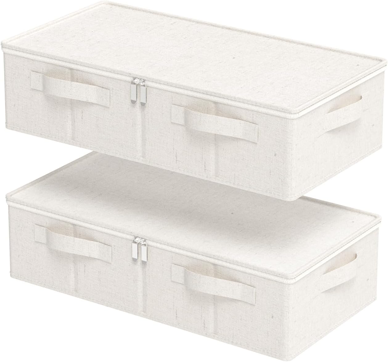 Underbed Storage Basket with PP Panel,23.6x11.8x5.9in,Beige,2 Pack