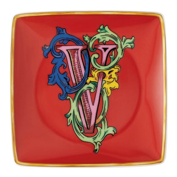 Alphabet skål 12 cm kvadratisk V