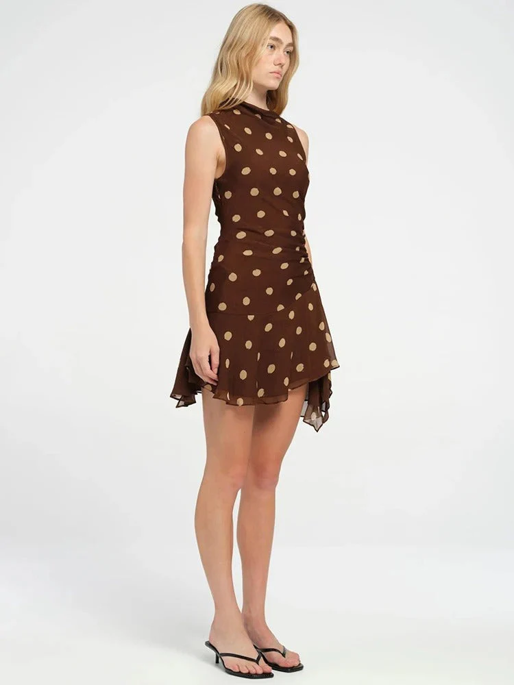 Sophie Paris | Robe asymétrique à pois sans manches