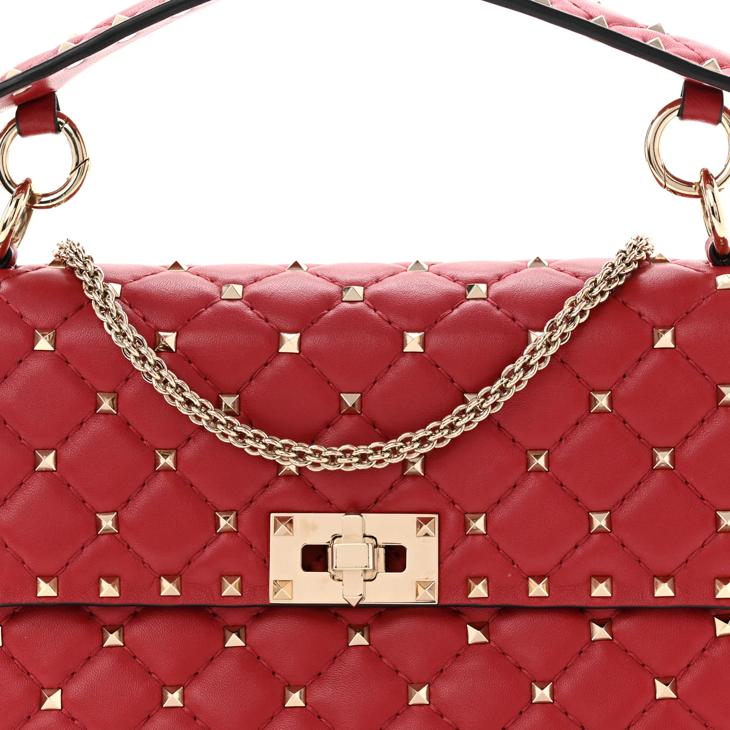 Nappa Medium Rockstud Spike Shoulder Bag Rosso Valentino