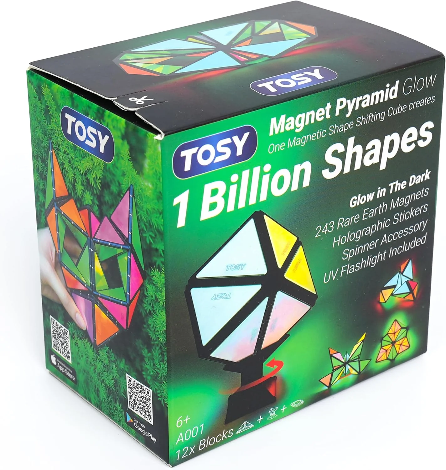 Magnetic Pyramid Puzzle: 14-Piece STEM Toy with 243 Magnets, 1 Billion Shapes