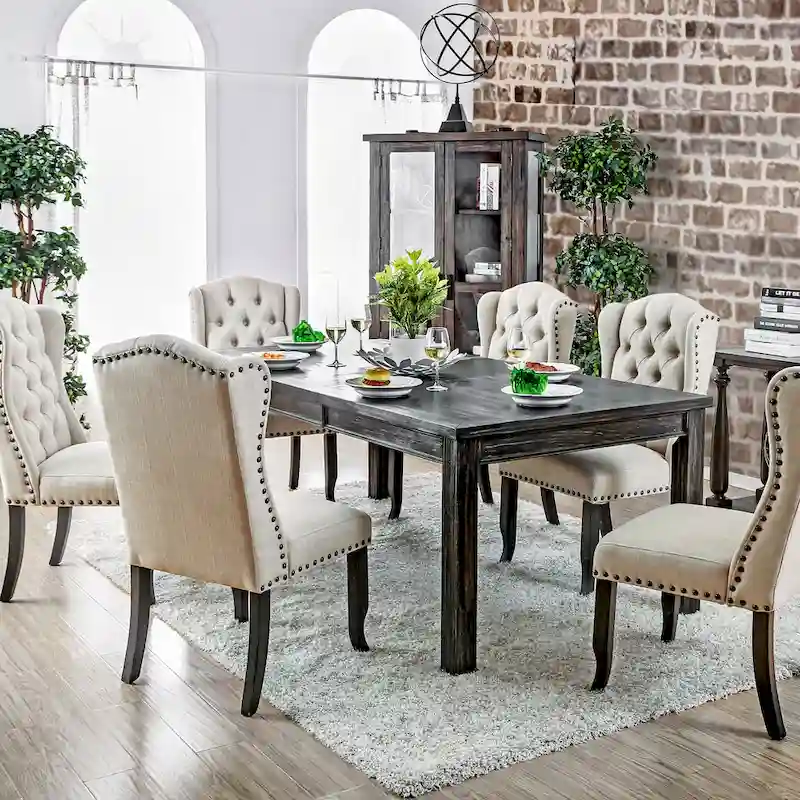 Rectangular Solid Wood Dining Table – Antique Black