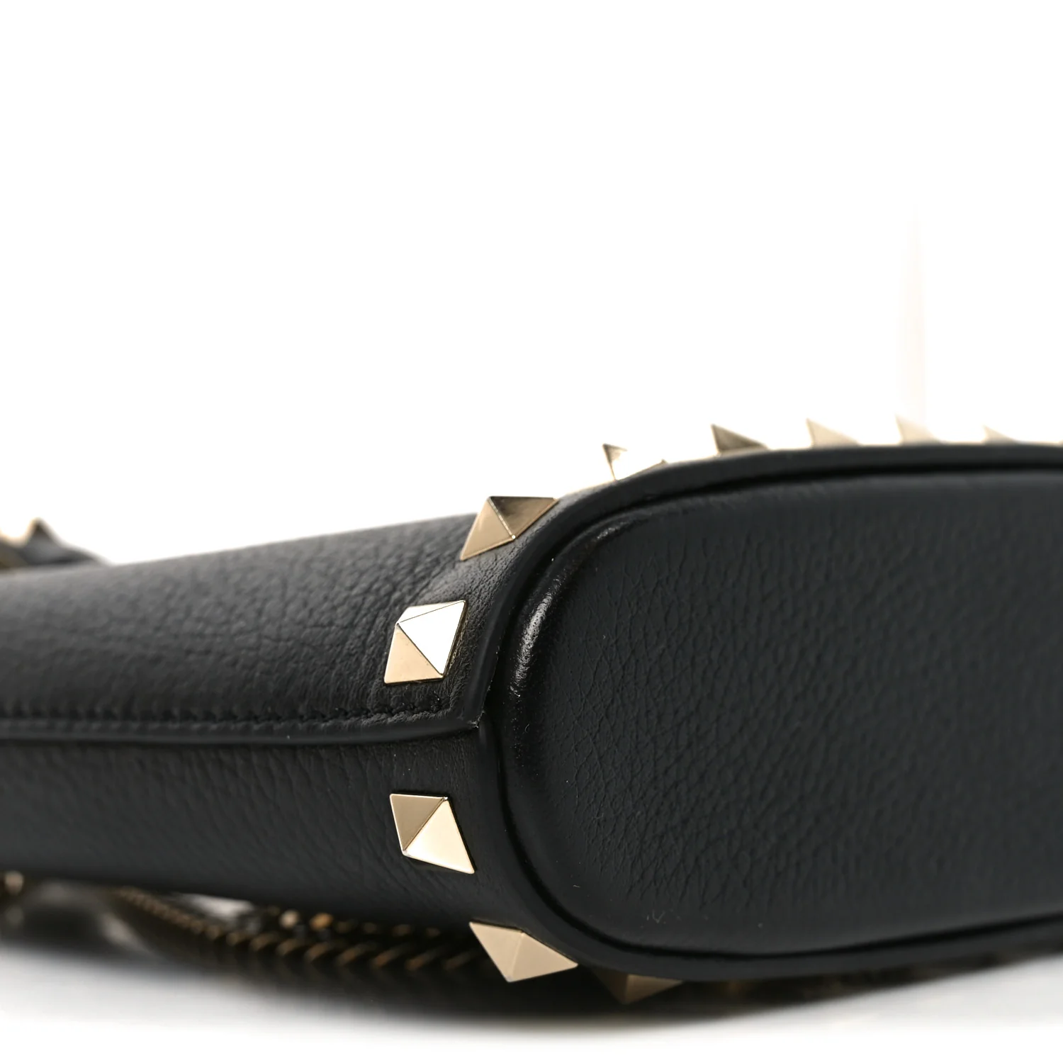 Grainy Calfskin Mini Rockstud Shopping Bag Black
