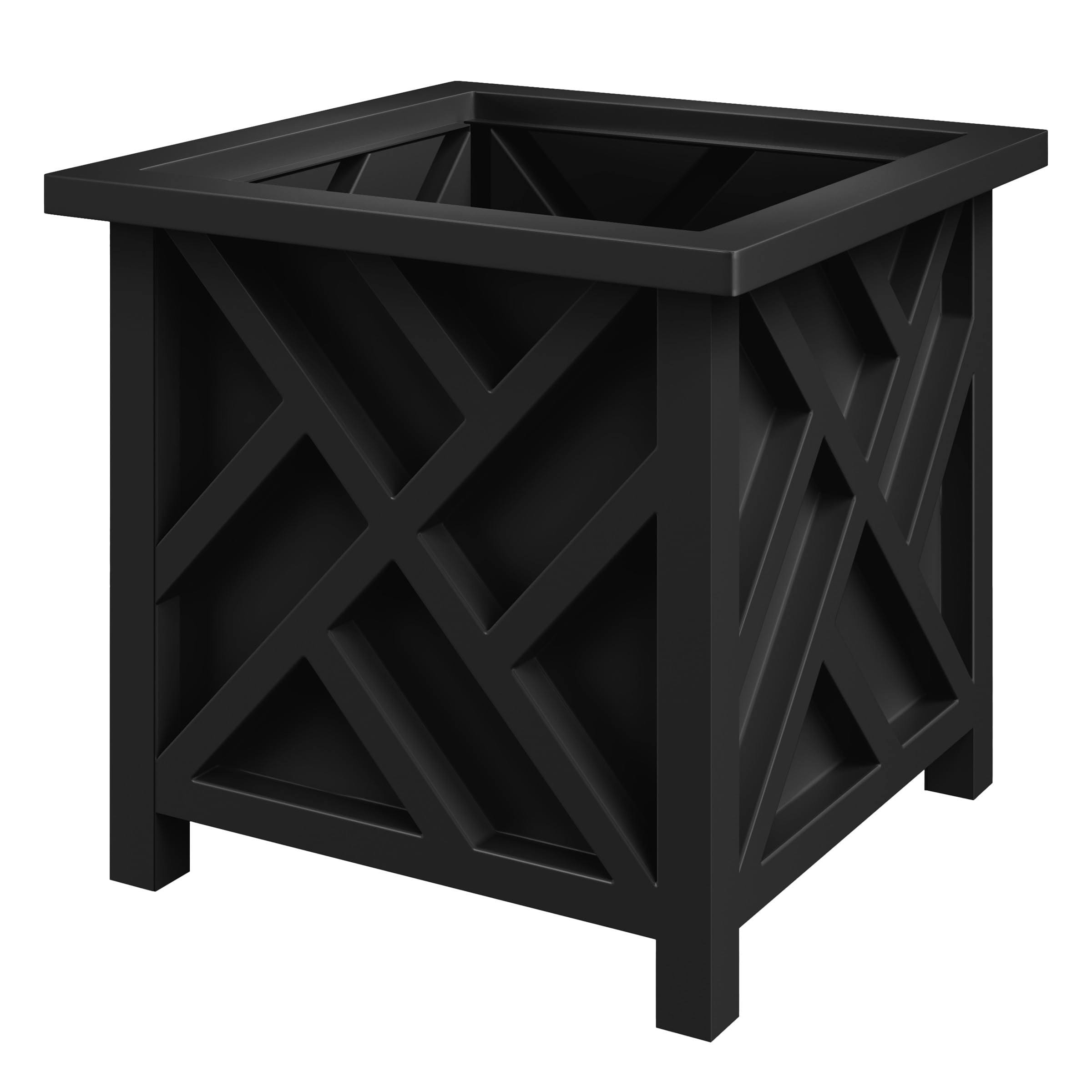 Pure Garden 15.5-In. Lattice Planter Box, Black