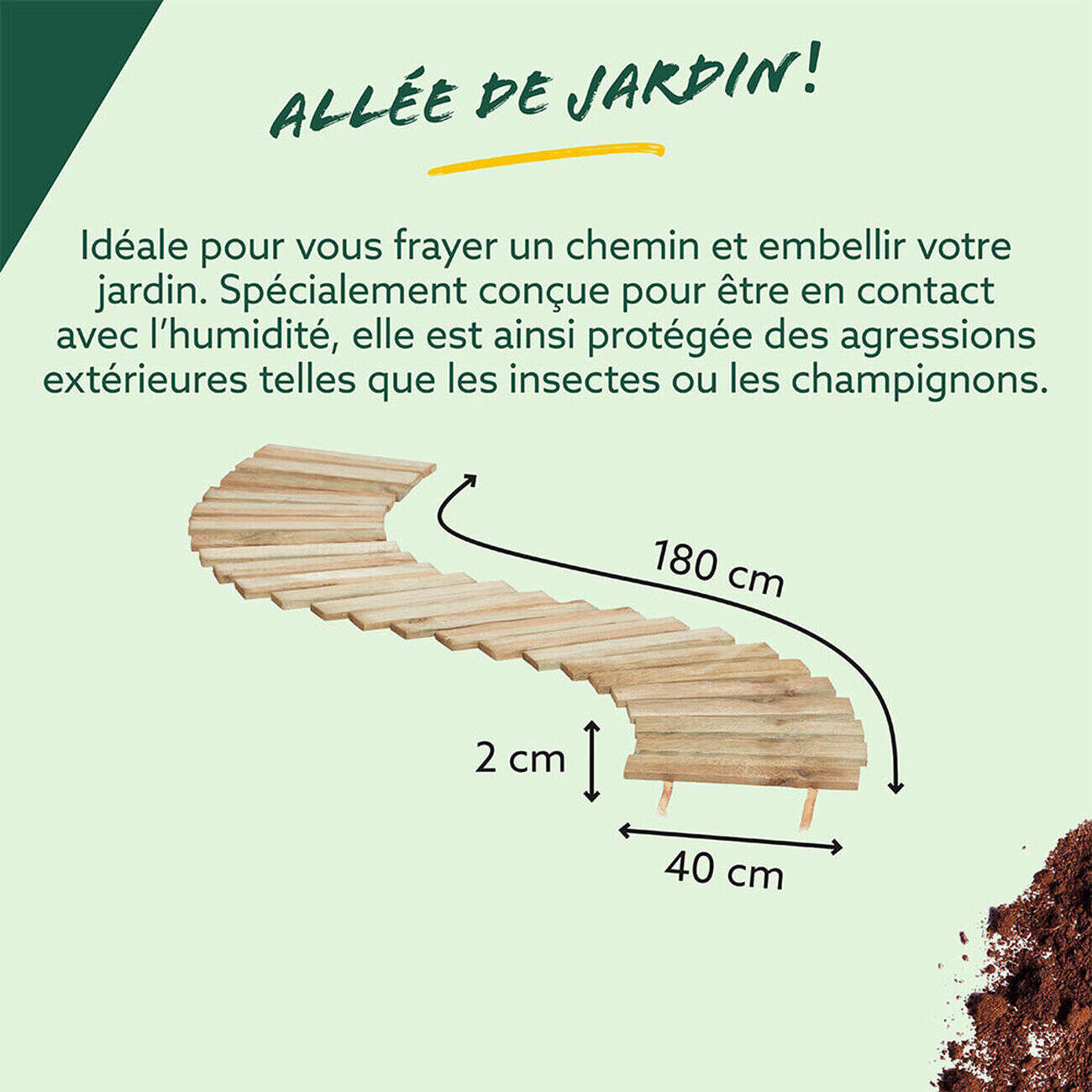 Allée de jardin 180x28cm en bois