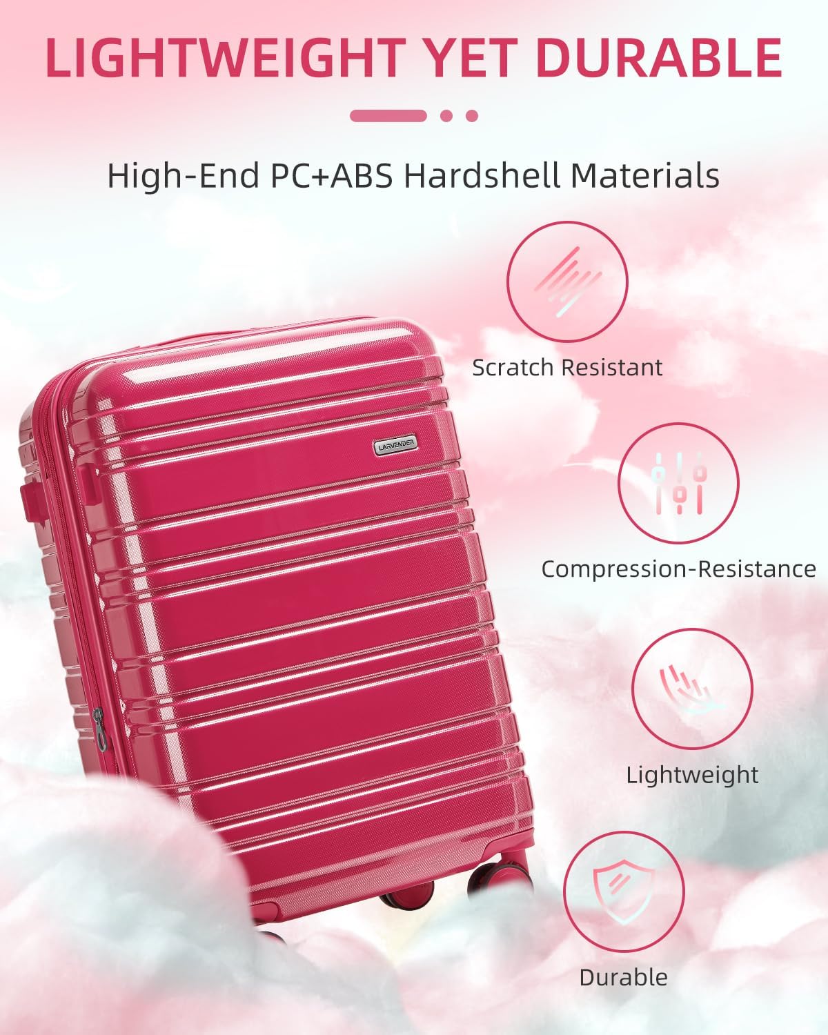 Ensemble de 6 valises, ensemble de valises rigides extensibles avec roulettes multidirectionnelles, ensemble de bagages à roulettes légers