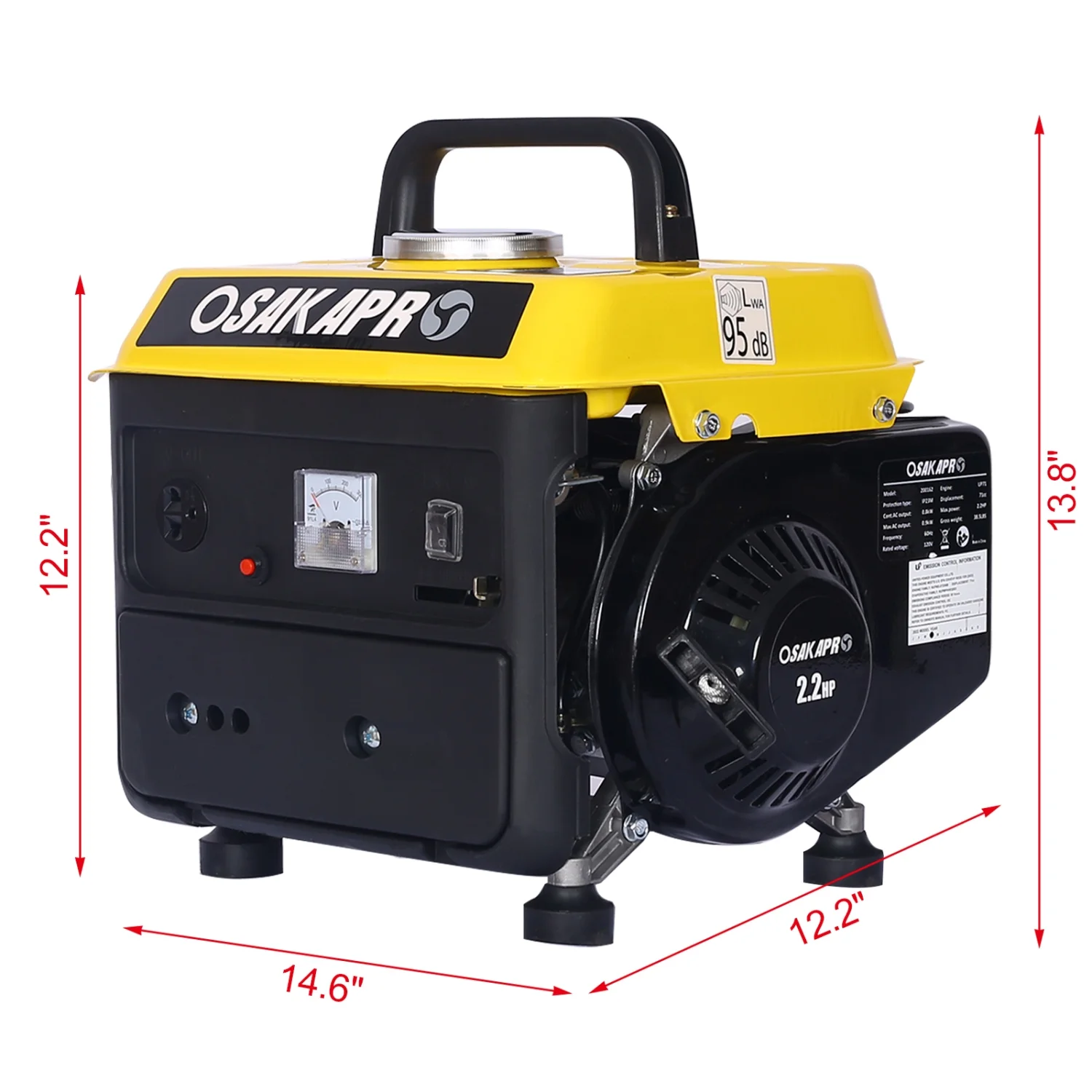 Clerance! Portable Generator, Outdoor generator Low Noise, Gas Powered Generator,Generators for Home Use(Yellow) - Image 4