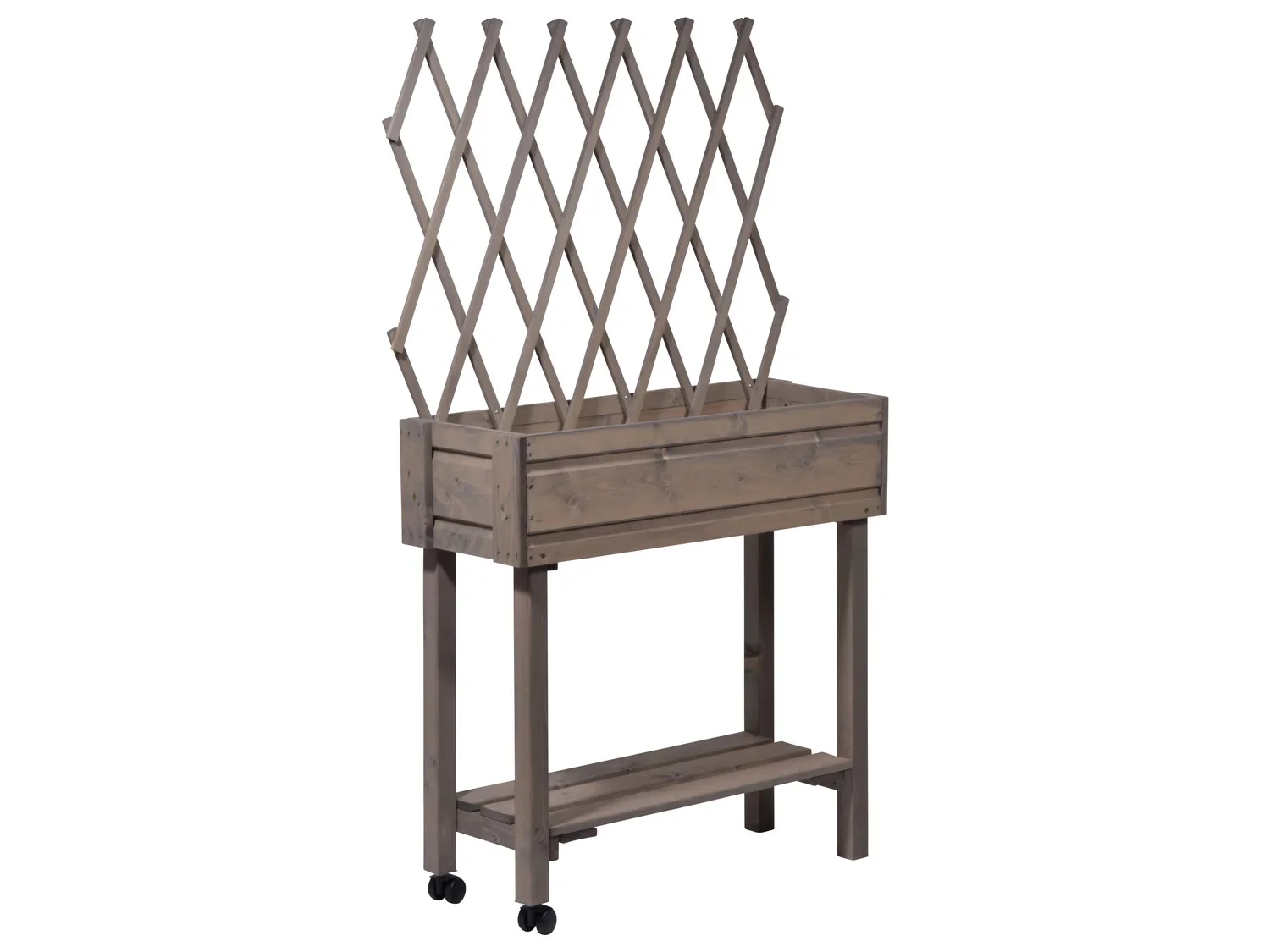 dobar Jardinire surleve  roulettes avec treillis, L 79 x l 28,5 x H130 cm