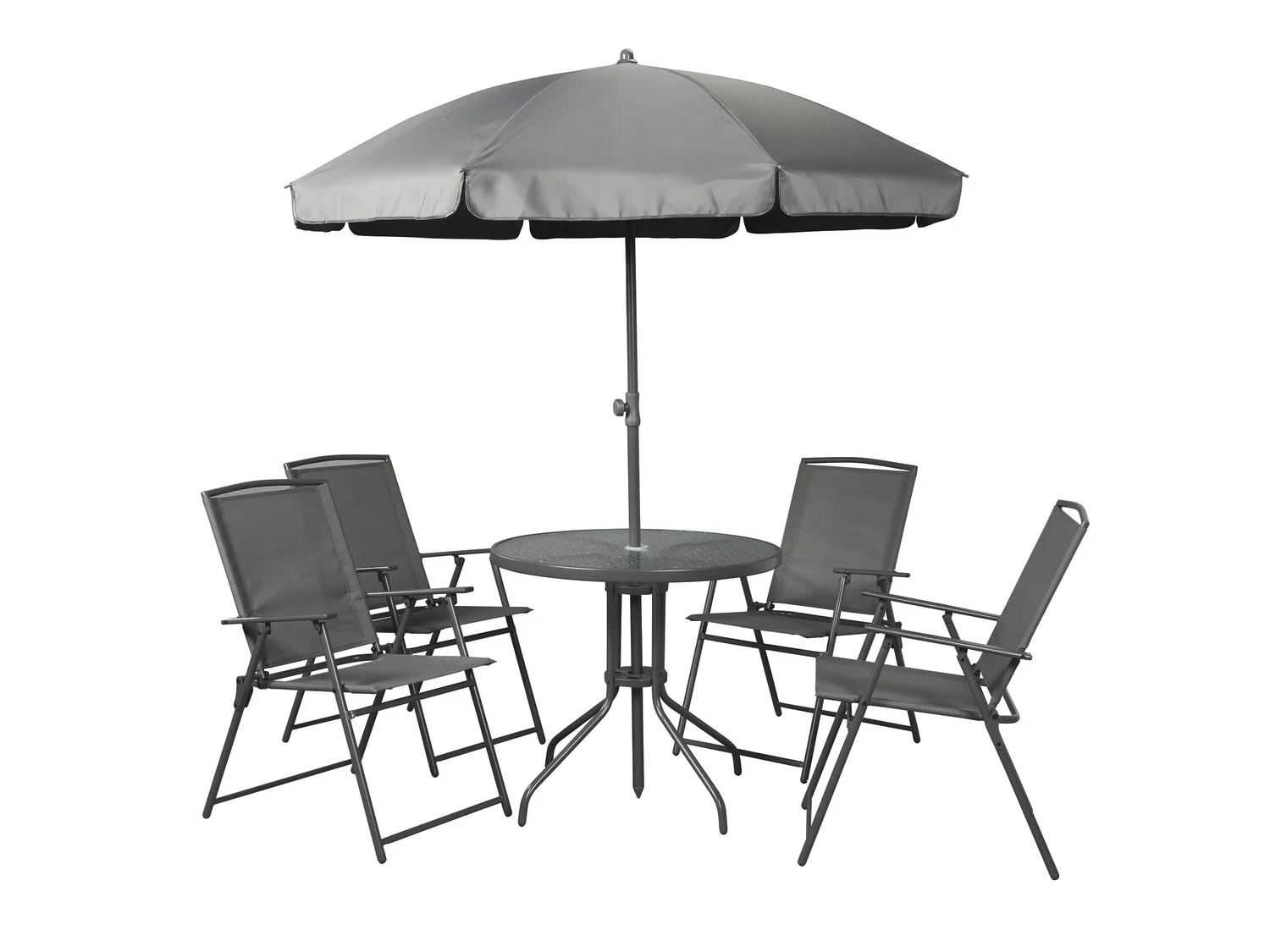 LIVARNO home Ensemble chaises et table de jardin avec parasol, 6 pices