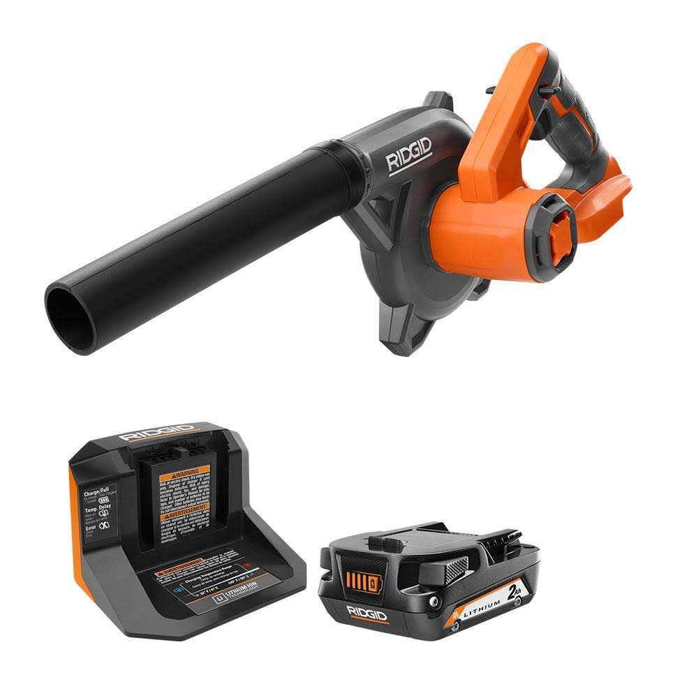 Ridgid 18V Cordless Compact Jobsite Blower Kit with 2.0 Ah Battery and Charger R86043KSBN