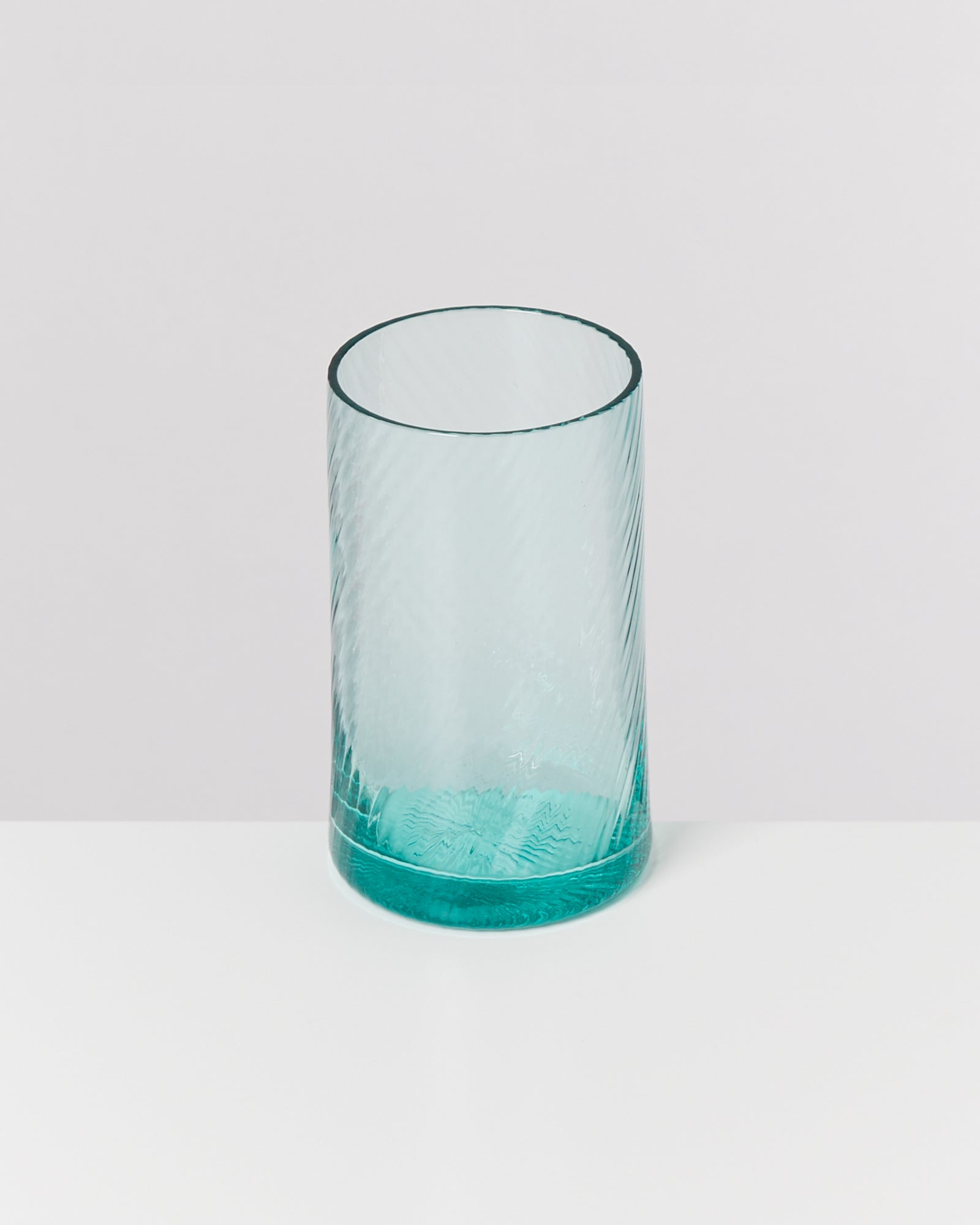 LEIRIA - SMALL GLASS RIFFLED GREEN SET OF 4