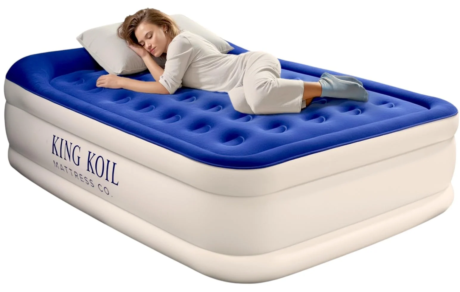 Luxury Twin Air Mattress with Built-in High Speed Pump for Camping, Home Guests Twin Size Double High Airbed Luxury Inflatable Blow Up Mattress Waterproof - Image 6