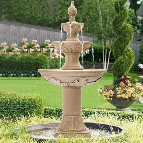 Italian Outdoor Water Fountains Garden Decor - 48.4''H Fountains and Waterfalls Outside, Large Cascading Indoor Floor - Standing Resin Bubbler Fountain Features W/Pump for Patio, Yard and Home