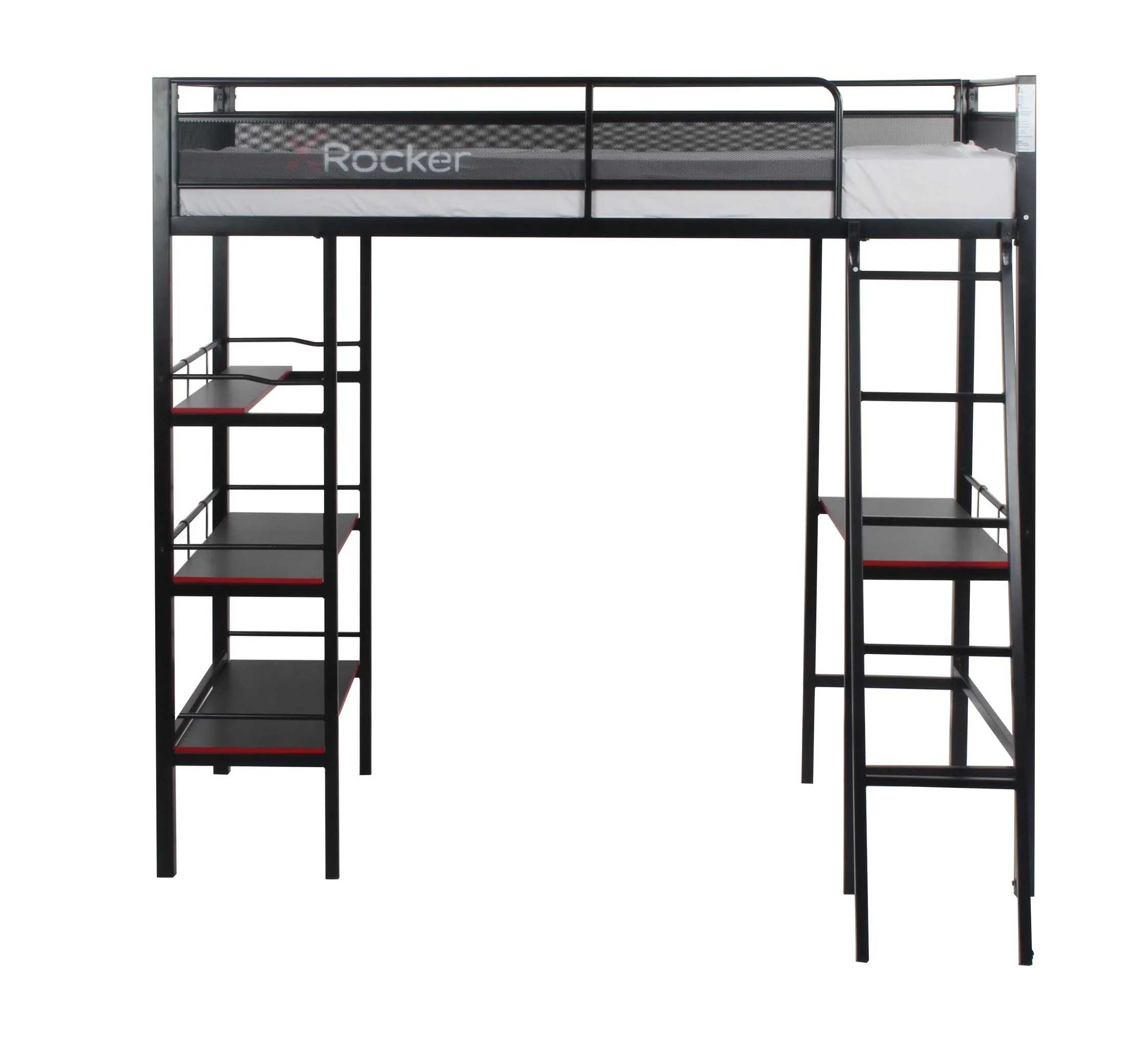 X Rocker Fortress Gaming Bunk with Desk and Shelves, Twin, Black/Red, Loft Bed, Children, Teen Image 5