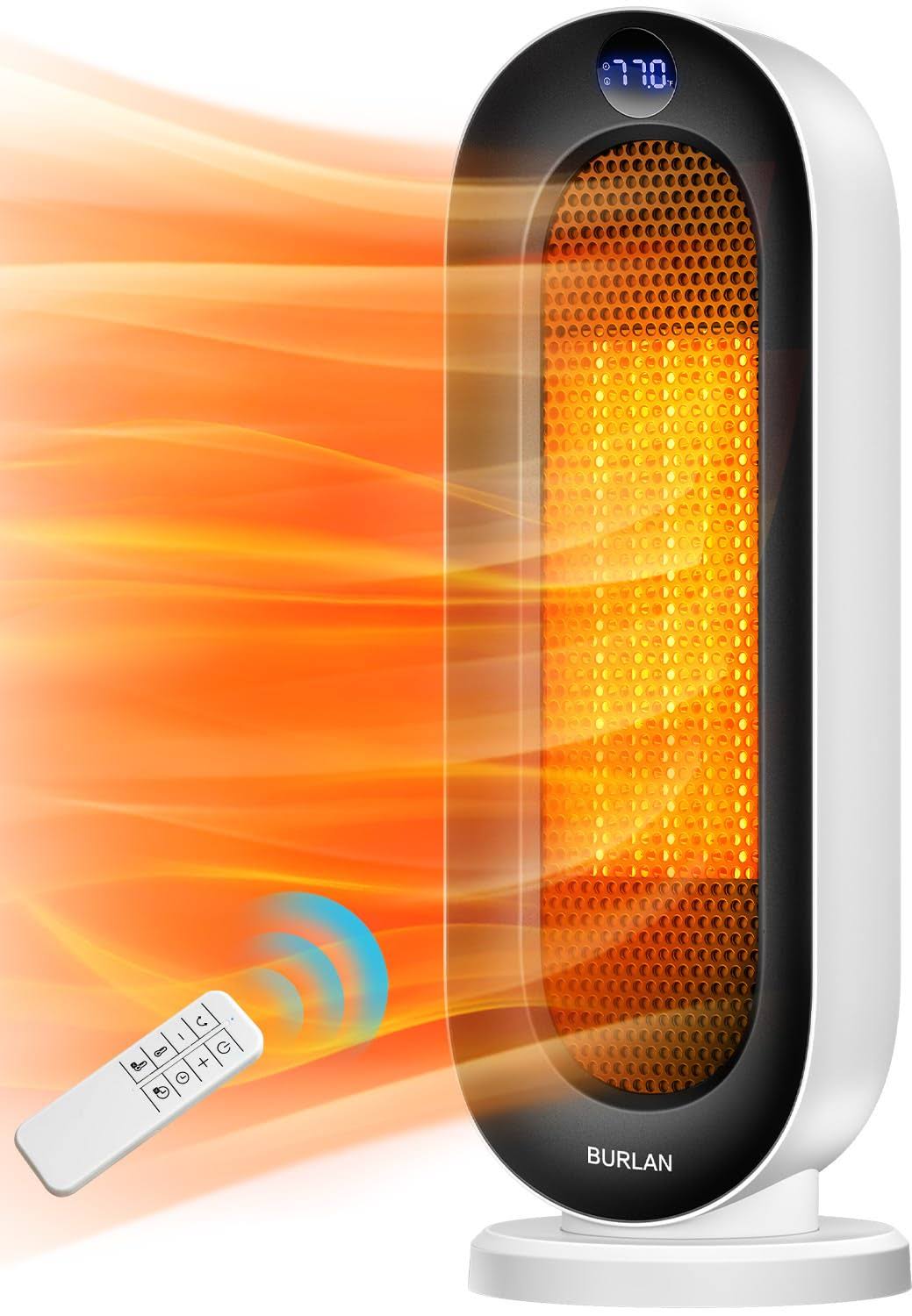 Burlan Space Heater for Indoor Use, Portable Electric Heater for Bedroom,1500W PTC Electric Heater with Thermostat, Fast Safety Heat Office/Bedroom