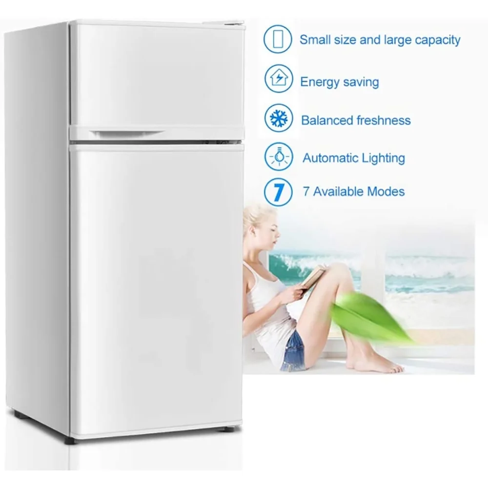 2 Doors Cold-rolled Sheet Compact Refrigerator-White, Fridge with Freezer, Fridge, Adjustable Thermostat - Image 9