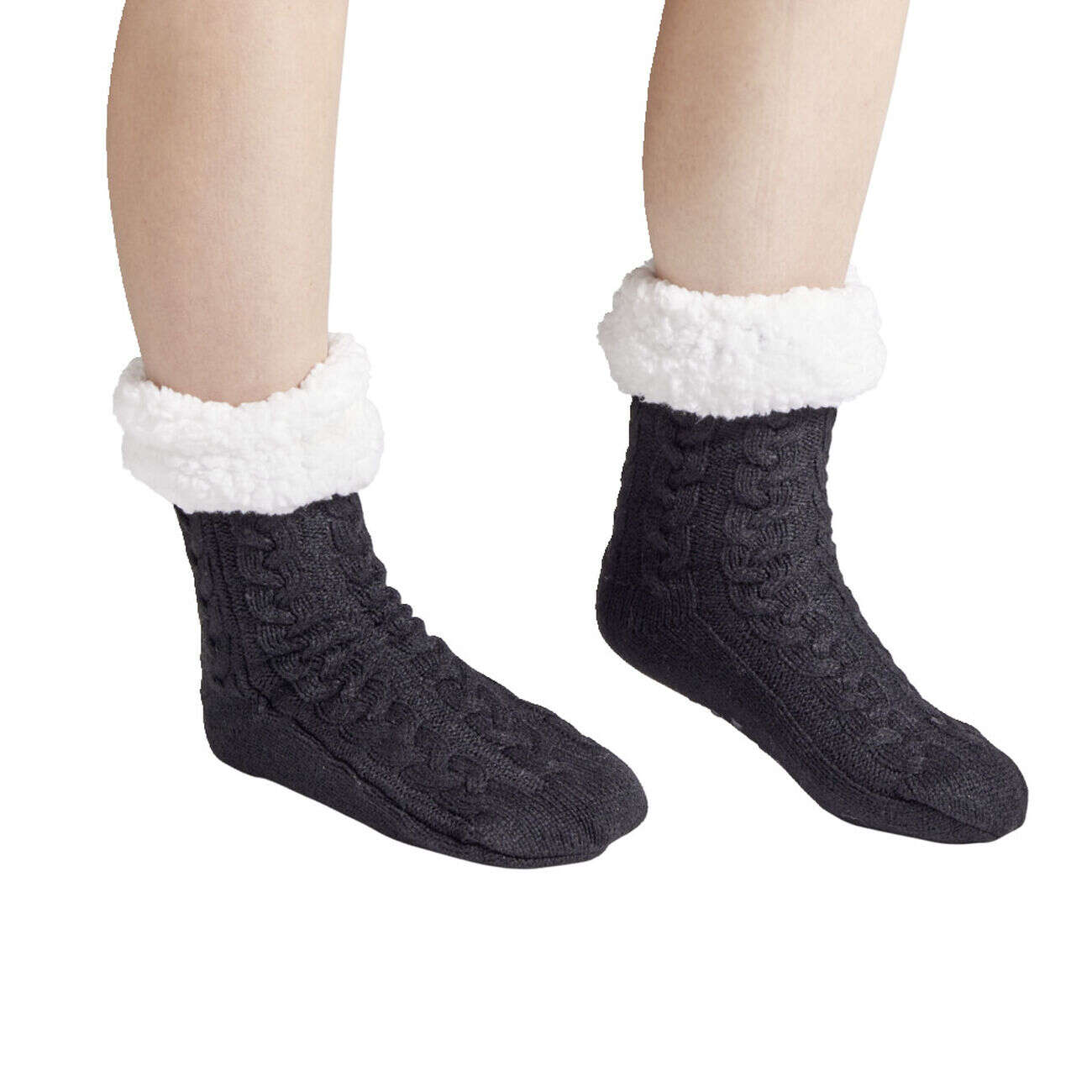 Chaussettes d'intérieur doublées peluche rose TU