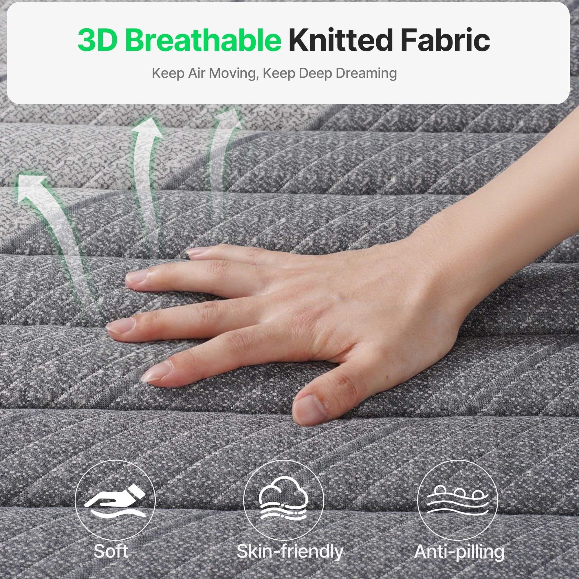 Twin Mattress 10 inch, CertiPUR-US Certified Eco-Friendly Twin Memory Foam Mattress, Motion-Free Pocket Springs Hybrid Mattress Twin Size(Twin/Gray/10 in) - Image 4