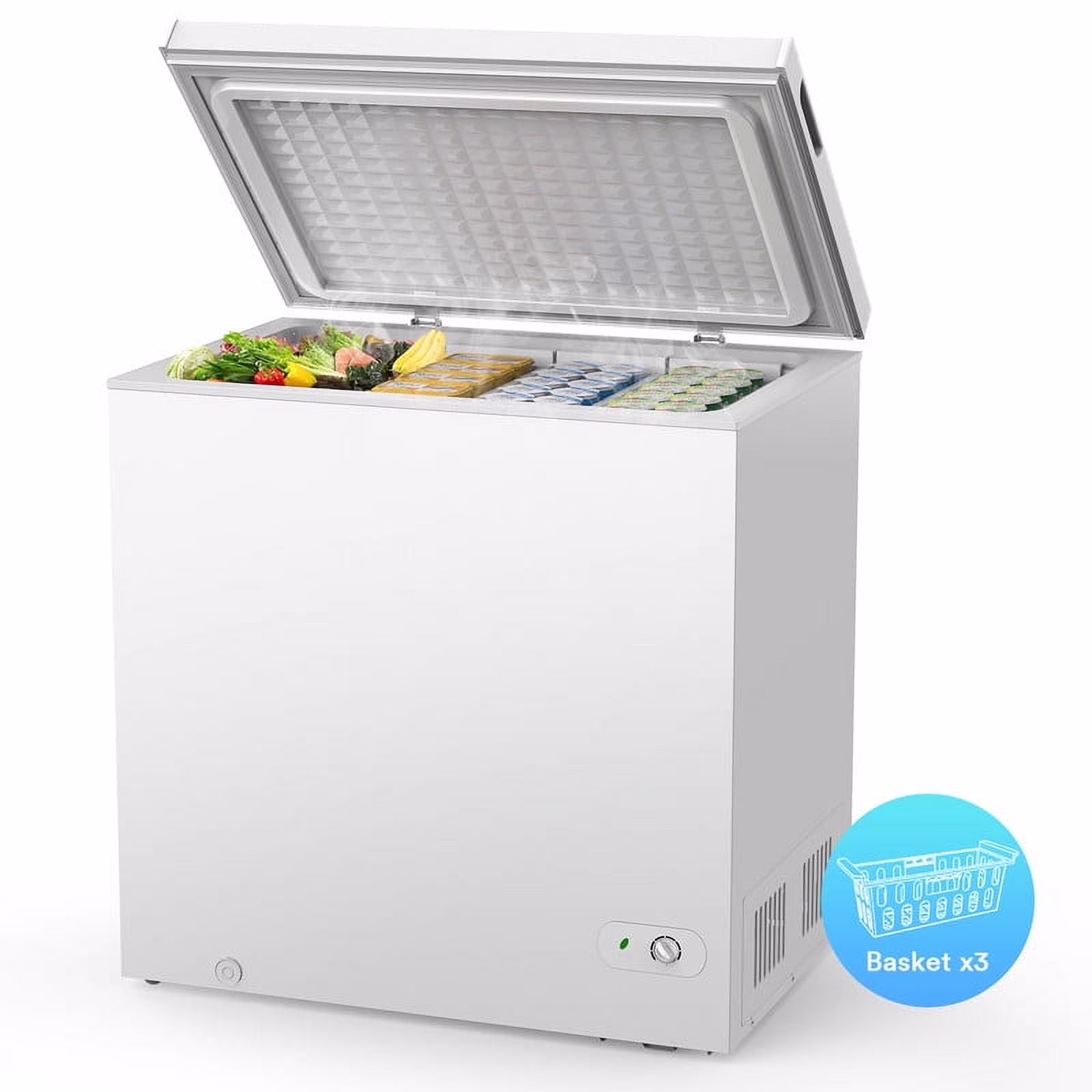 7.0 cu.ft. Chest Freezer with Adjustable Temperature, Free Standing Top Open Door Compact Freezer with Removable Basket for Kitchen/Home/Bar/Garage/Office(Black) - Image 3