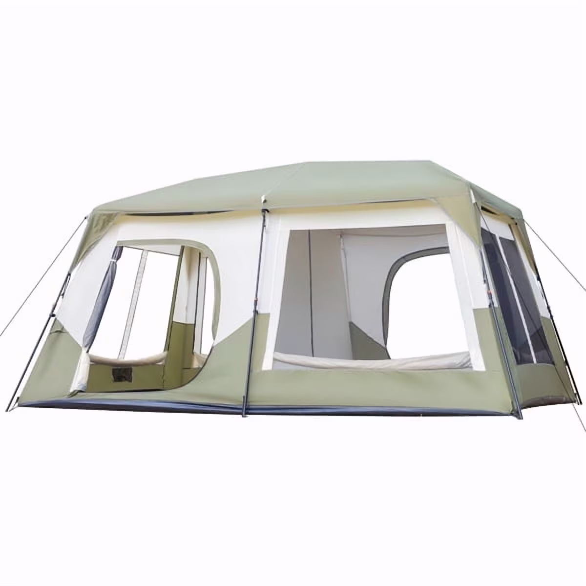 10-Person Instant Cabin Tent, Waterproof Ventilated Family Camping Tent with Rainfly, Storage Pockets, Army Green
