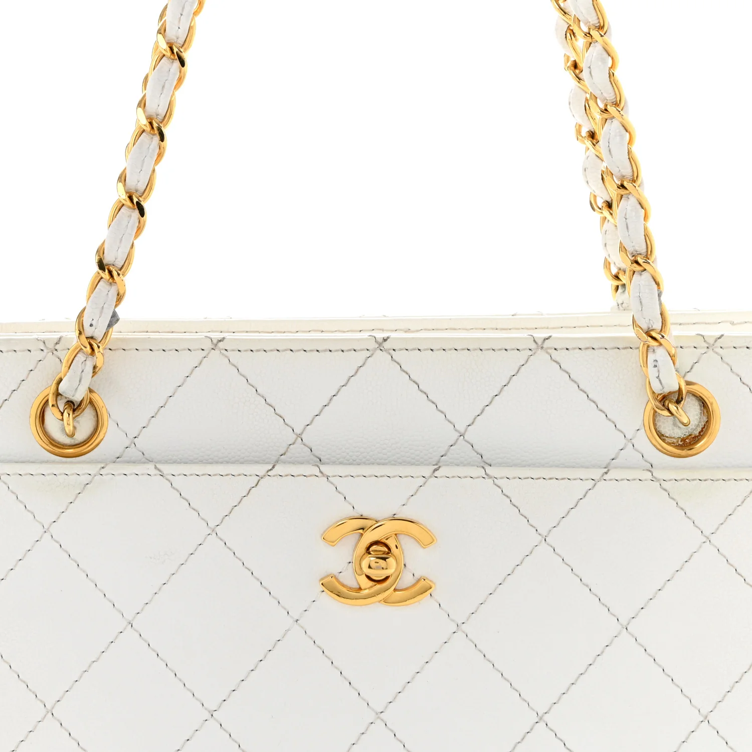 Caviar Quilted Shoulder Bag White