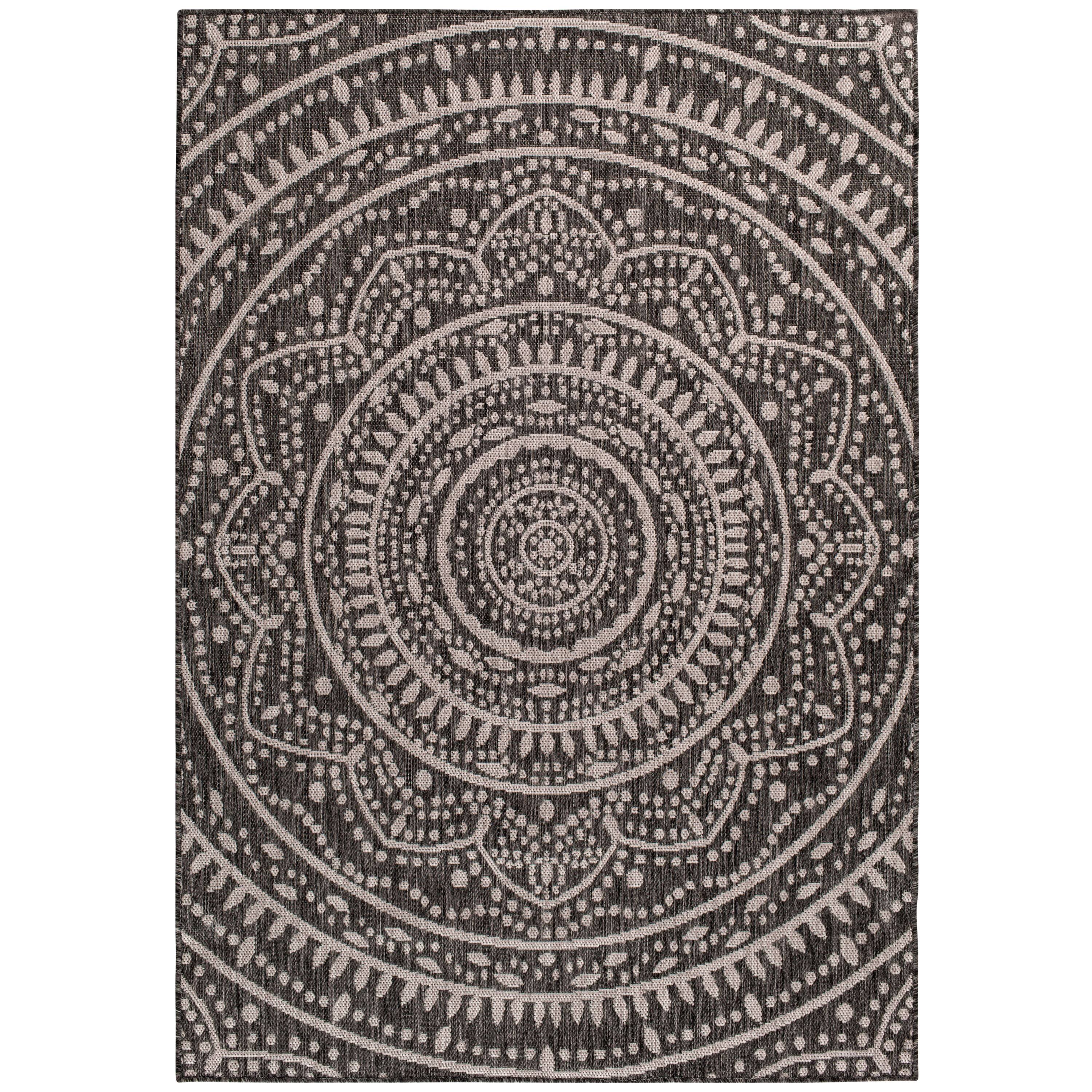 Mainstays 5' x 7' Global Medallion Outdoor Area Rug- Gray