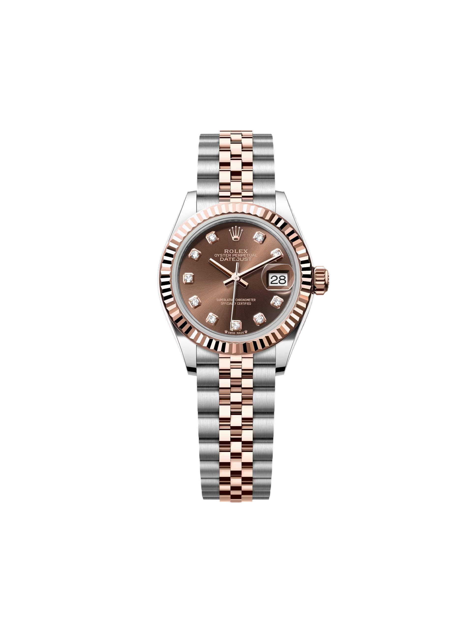 【Super Clone】RLX Lady-Datejust 28mm 279171 Chocolate Diamond Oyster Stainless Steel and Rose Gold