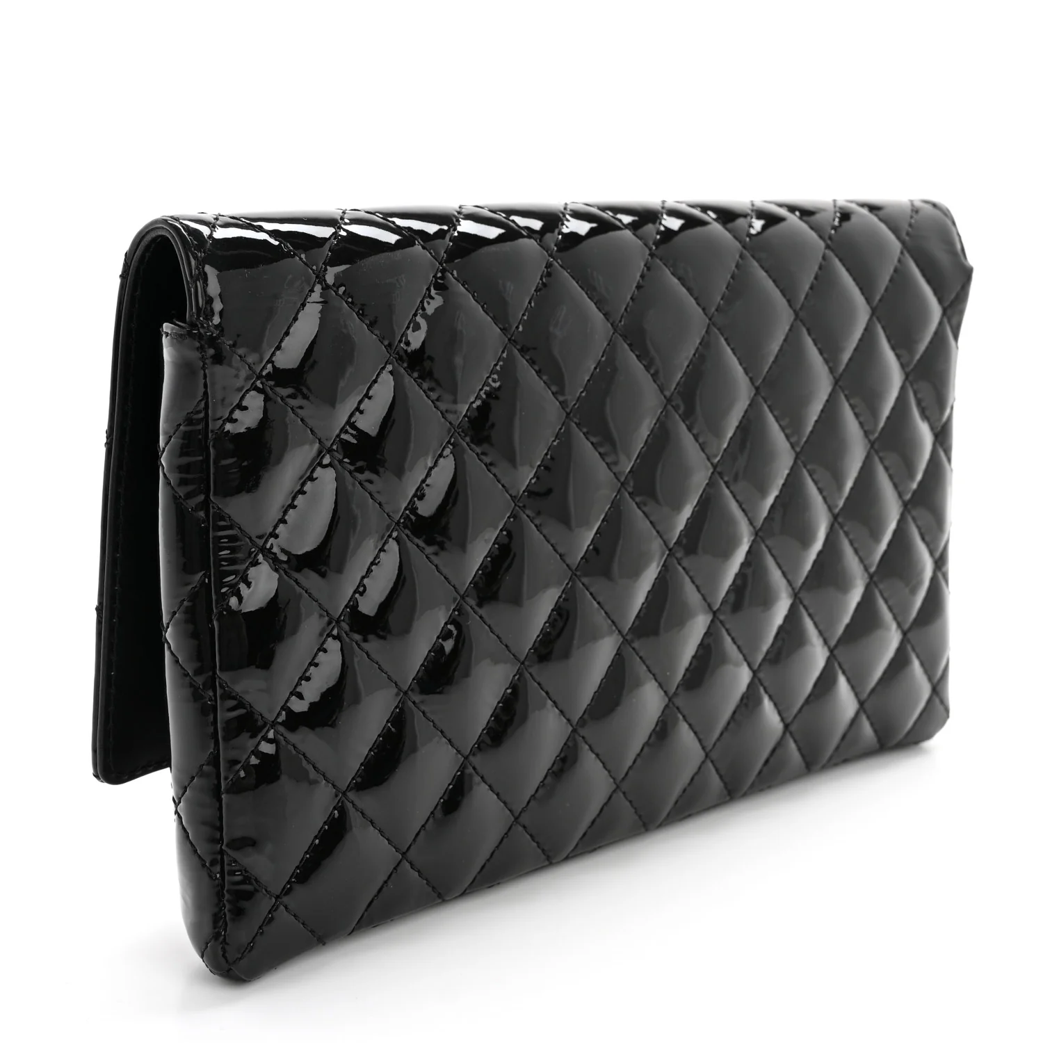 Patent Calfskin Quilted Reissue 2.55 Clutch So Black