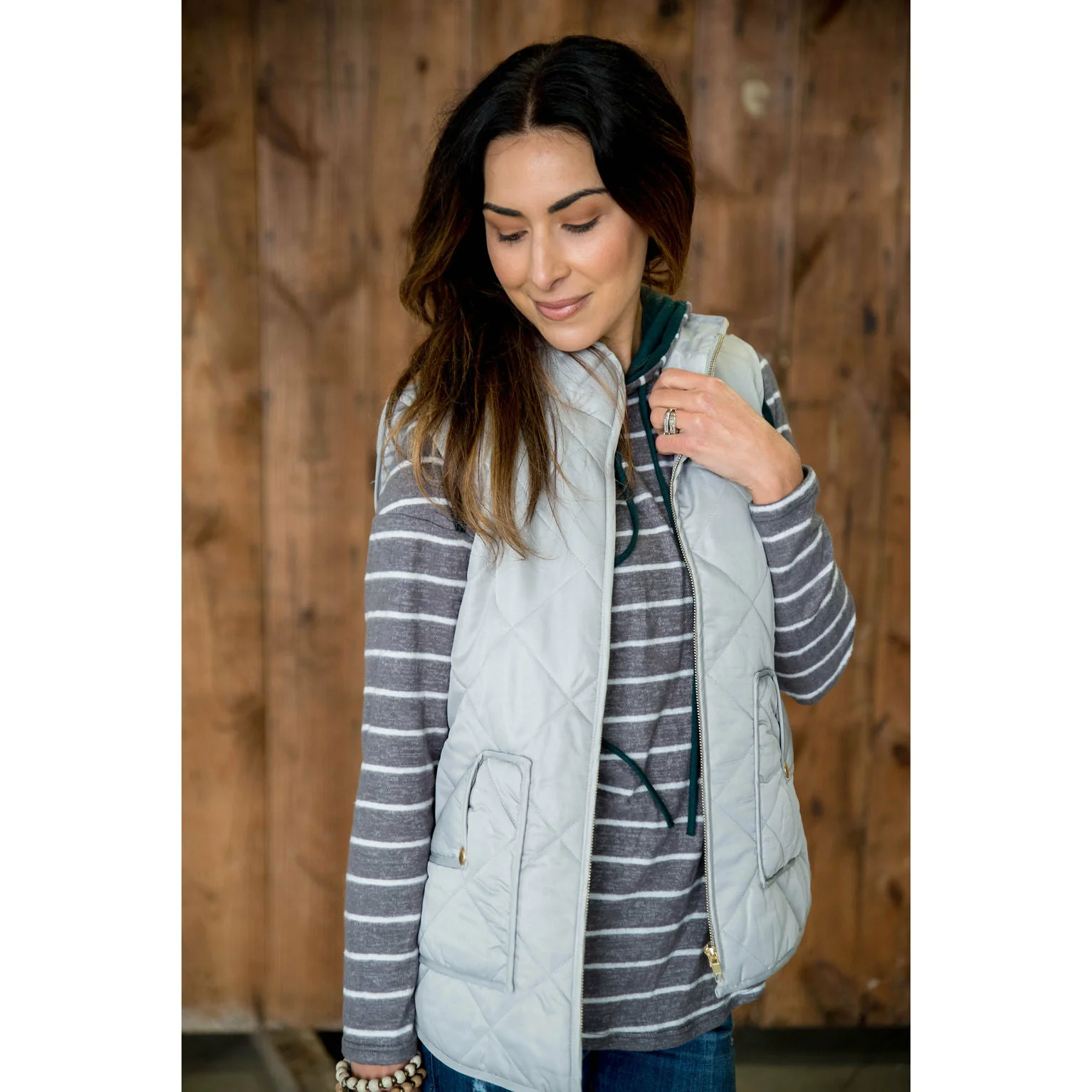 Striped Teal Accent Hoodie