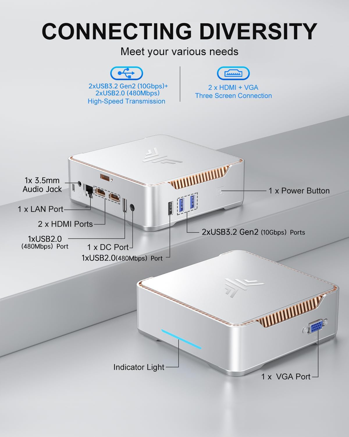 Mini PC KAMRUI GK3Plus, 16 Go de RAM, SSD M.2 de 512 Go
