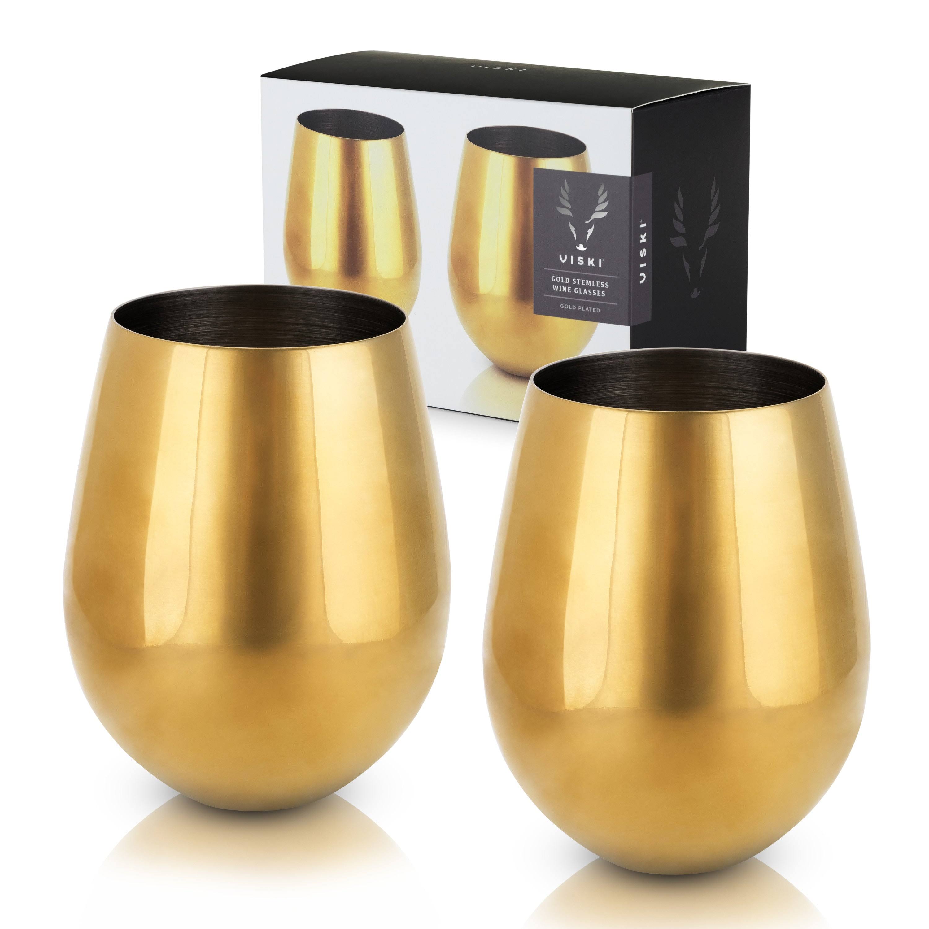 Viski Gold Stemless Wine Glasses