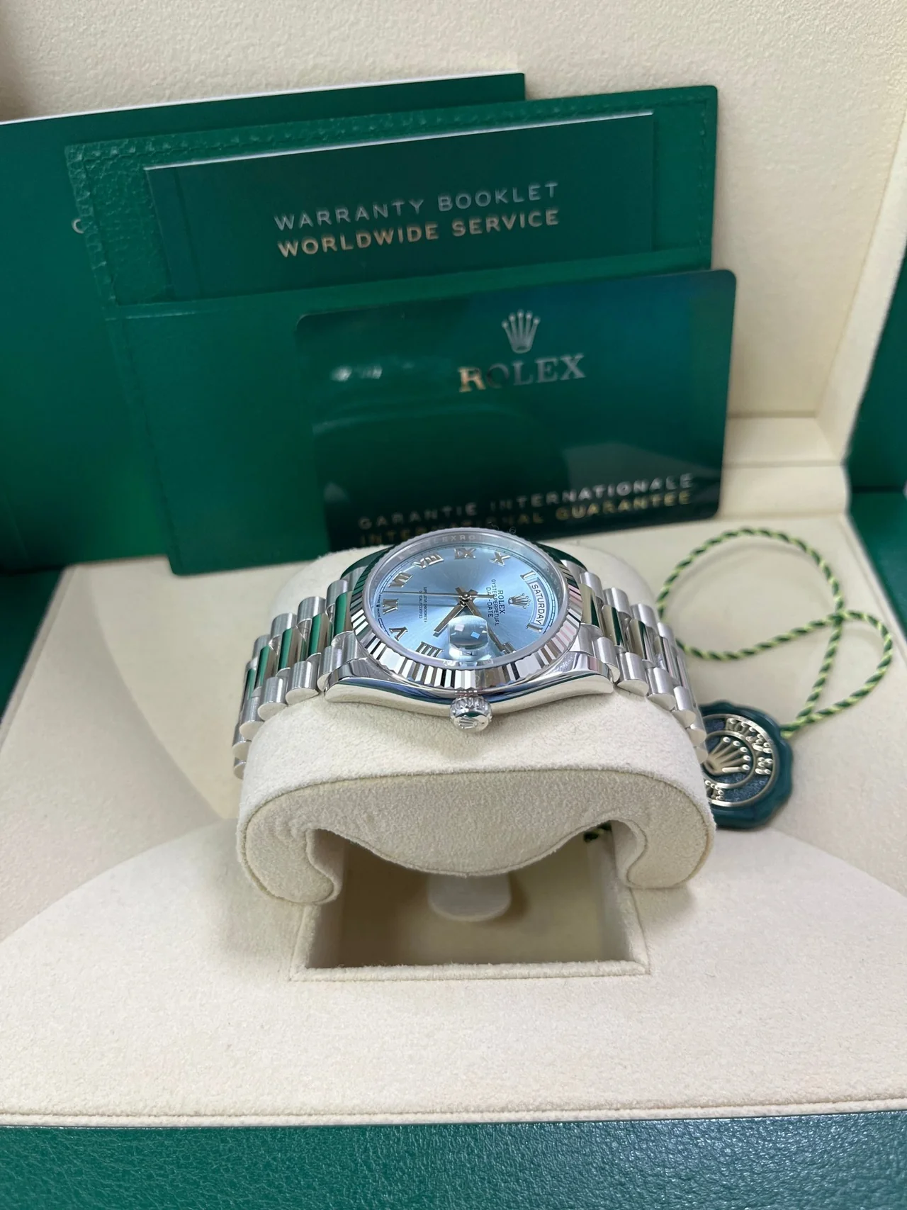 [Super Clone]RLX  Day-Date 36mm Oyster Perpetual 128236-0008 Ice Blue Roman Dial【Super Clone】