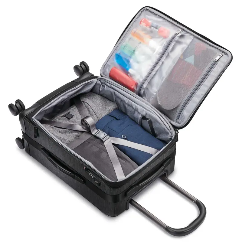 Black/Silver SXK Carry-On Expandable Spinner Softside Luggage | 5216-FQVEW - SAMSONITE OUTLET