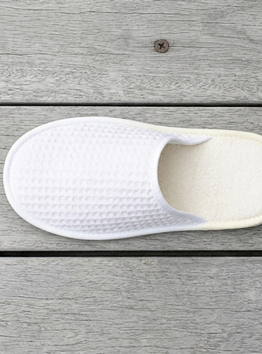 Chaussons en coton intérieur éponge Blanc