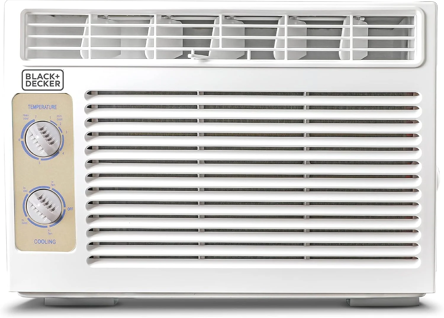 Climatiseur de fenêtre BLACK+DECKER 5000 BTU, refroidit jusqu'à 150 pieds carrés, unité de climatisation avec commandes mécaniques, modes ventilation seule et refroidissement manuels, BD05MWT6, blanc