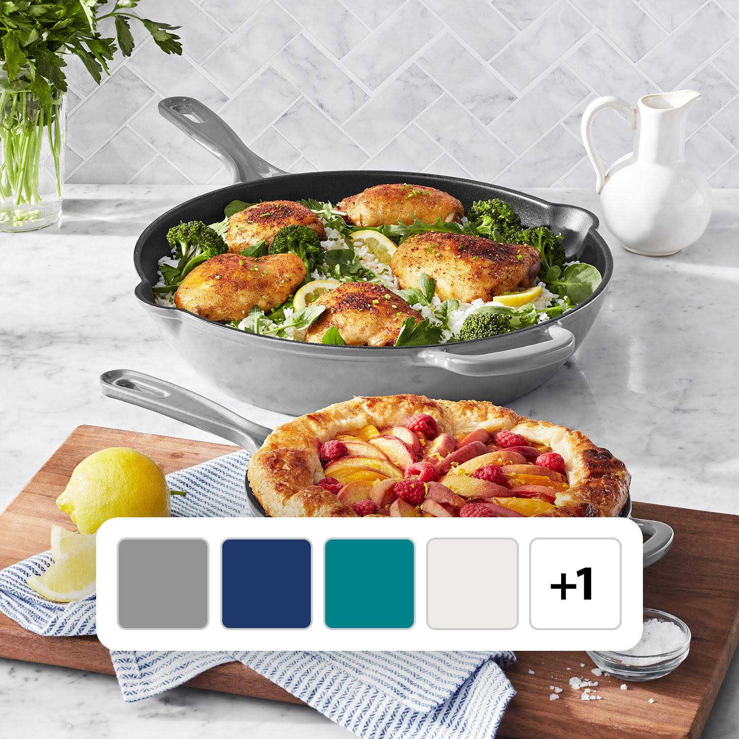 Member's Mark 2-Piece Enamel Cast Iron Skillet Set (Grey)