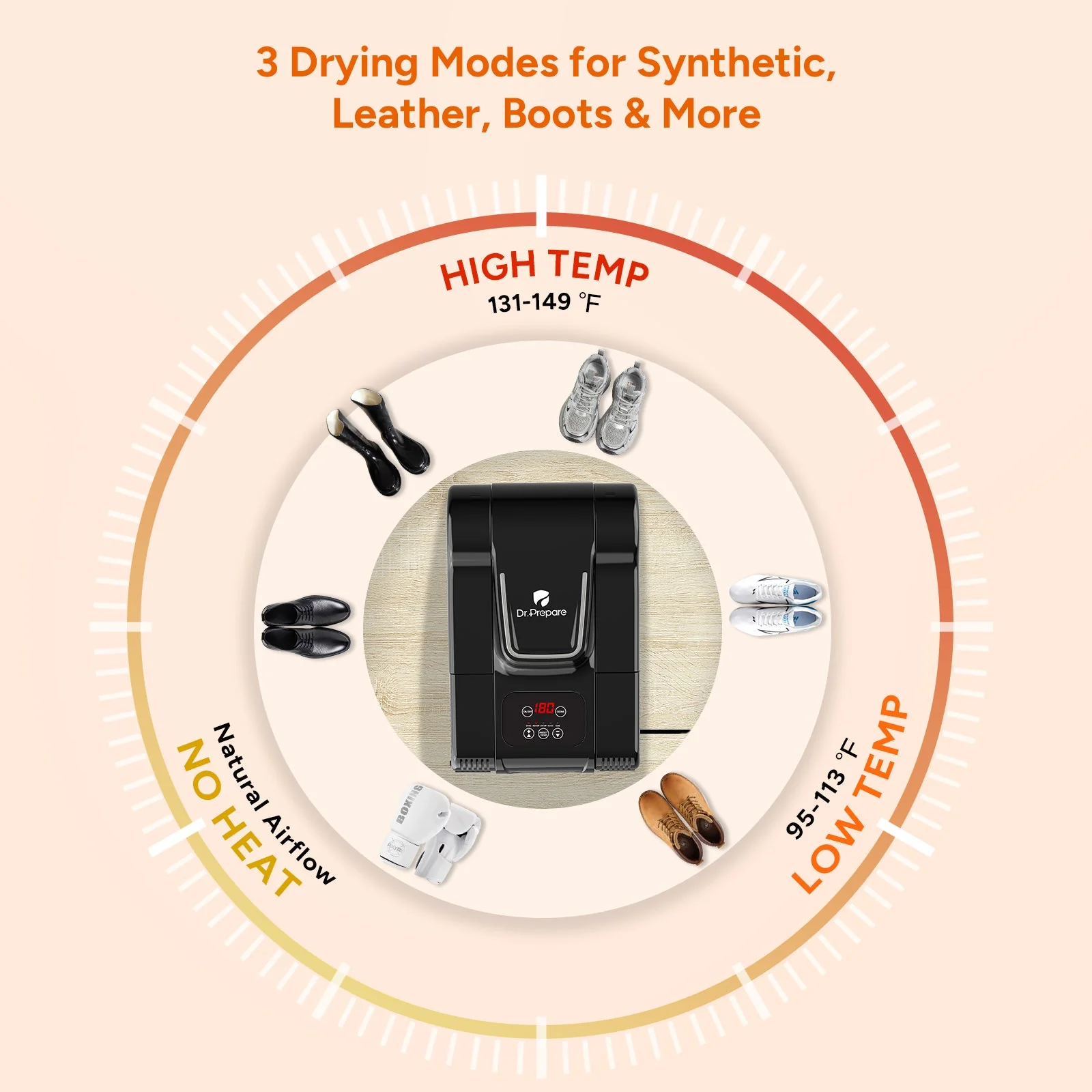 Dr.Prepare Upgraded Shoe Dryer with 180-min Auto-off Timer