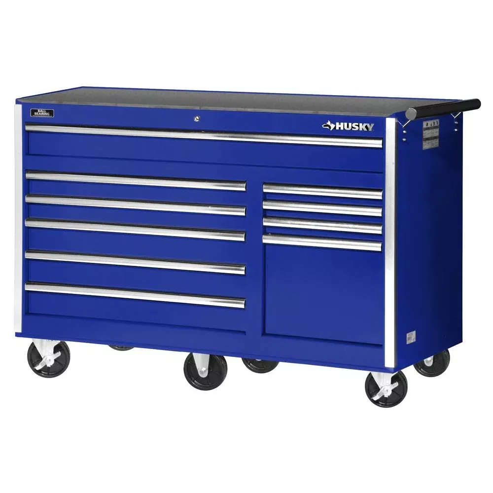Coffre à outils roulant à 10 tiroirs de 56 po, bleu