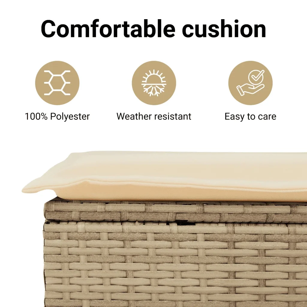 vidaXL Garden Sofa Set Beige, Cream white PE Rattan Three-seater