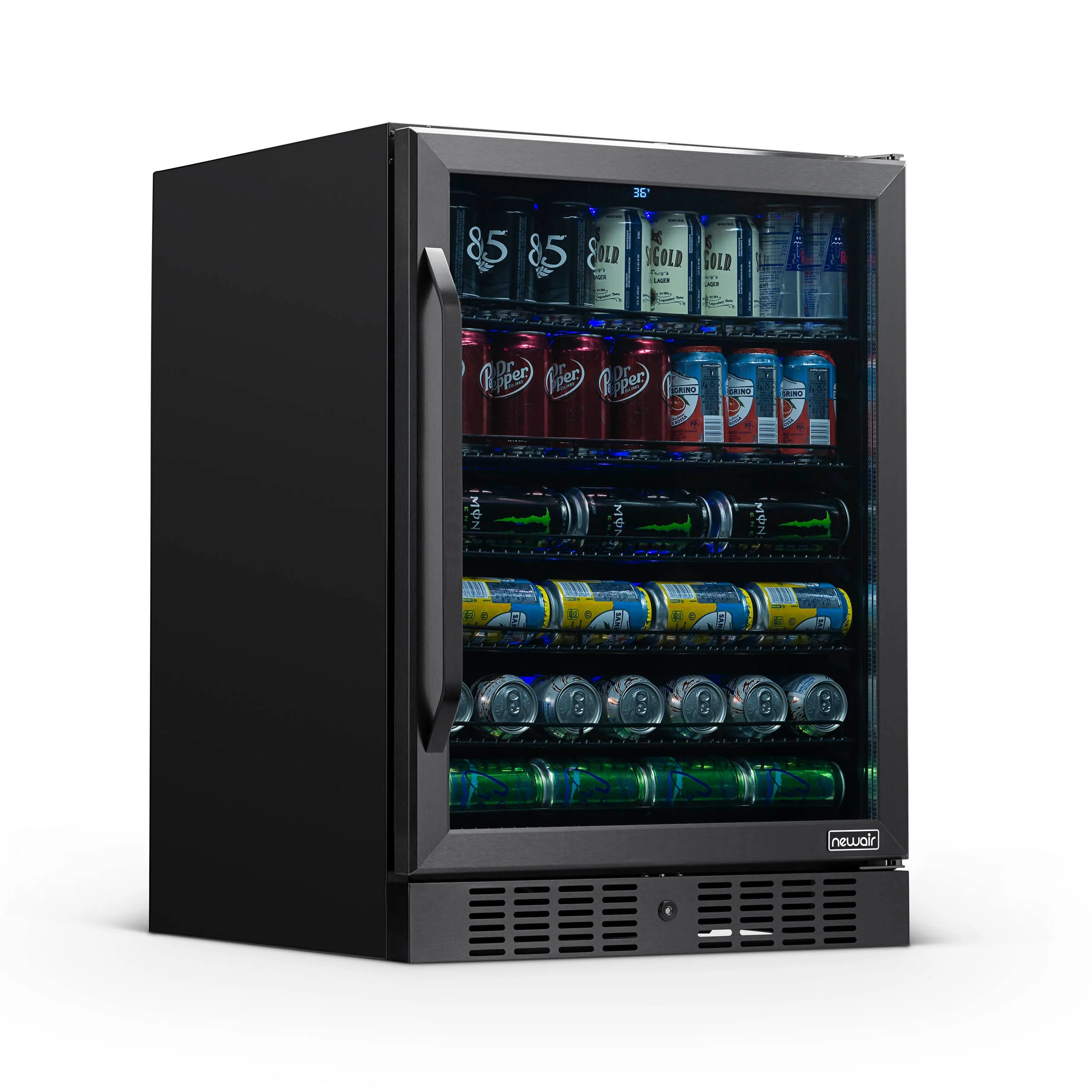 Newair 177-Can Built-In Black Beverage Fridge - 24