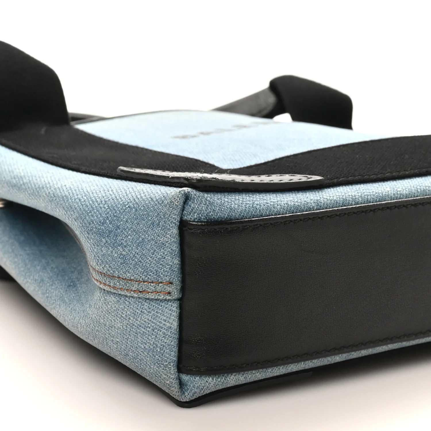 Denim  Fabric Satin Calfskin Navy Cabas XS Blue Black