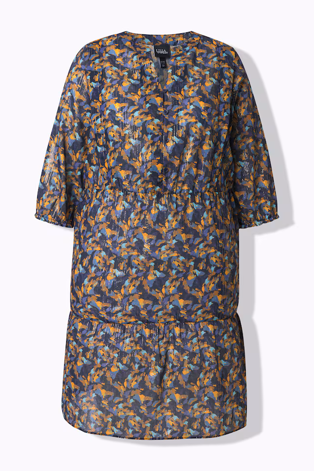Glitter Stripe Allover Printed 3/4 Sleeve Dress