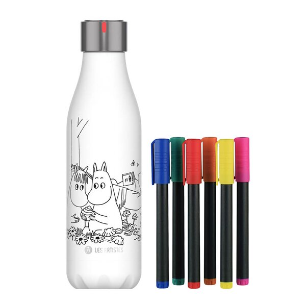 Bottle Up Mummi termoflaske 0,5 L med tusj hvit/multi