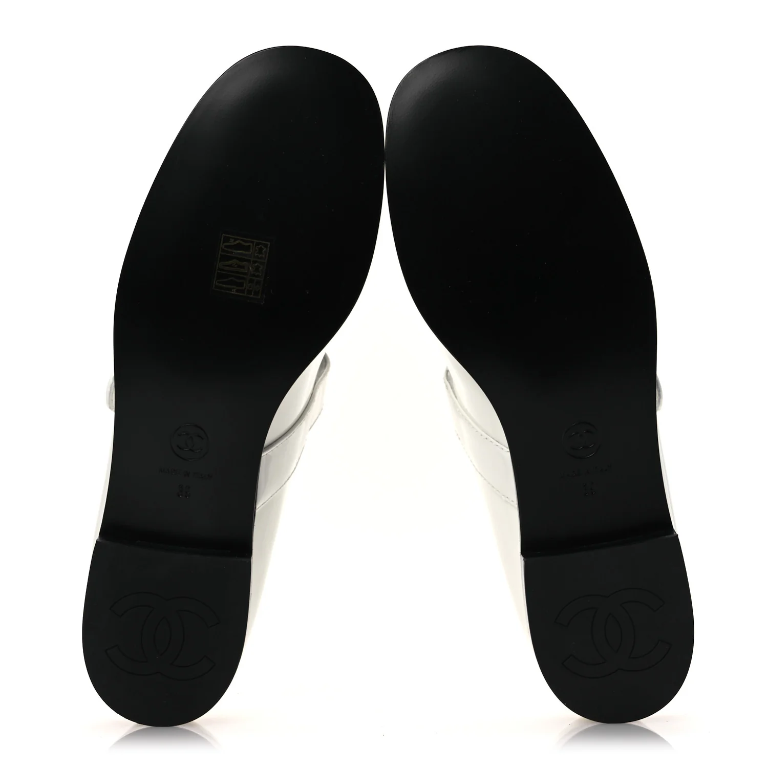 Patent Calfskin Mary Janes Flats 39 White Black